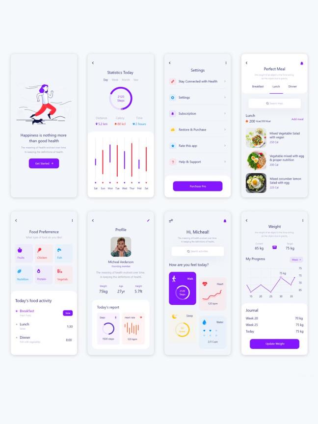 一套健身应用UI模板，健身APP UI源文件下载，健身UI资源下载，健身UI素材xd源文件