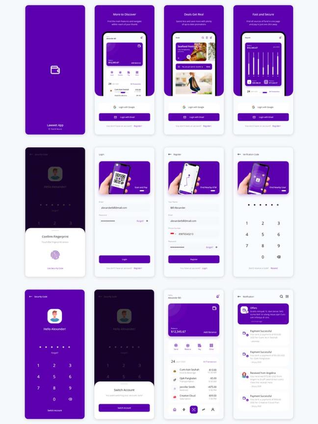 一套金融APP UI源文件下载，金融支付APP UI素材下载，钱包UI资源xd源文件下载