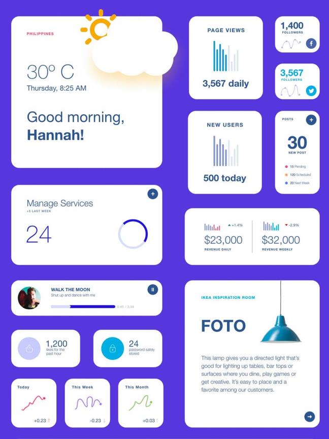 一组大圆角卡片风UI源文件下载，大圆角UI素材下载，卡片UI资源xd源文件