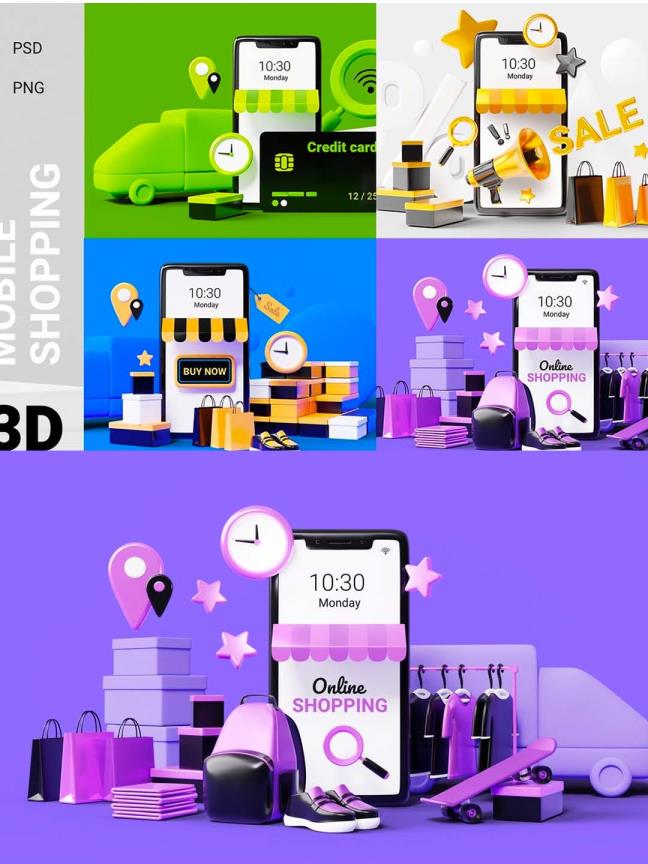 流行3D场景iPhone手机样机mockup源文件，3d场景手机样机psd源文件