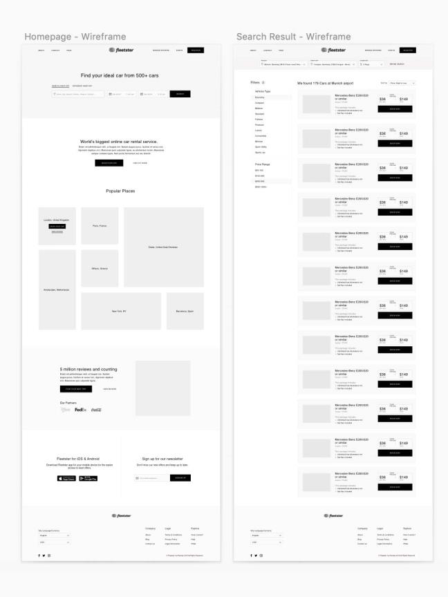 网页原型图，汽车租赁店线框套件sketch资源