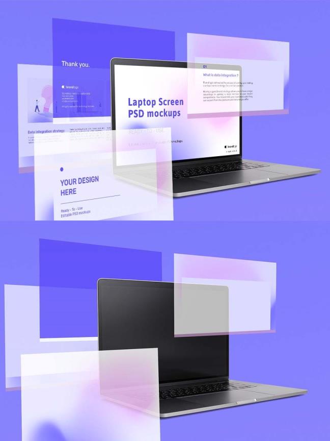 高级MacBook笔记本电脑屏幕样机，笔记本电脑样机mockup psd源文件