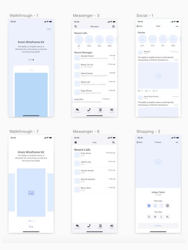 浅蓝色，干净漂亮的app低保真原型图sketch源文件