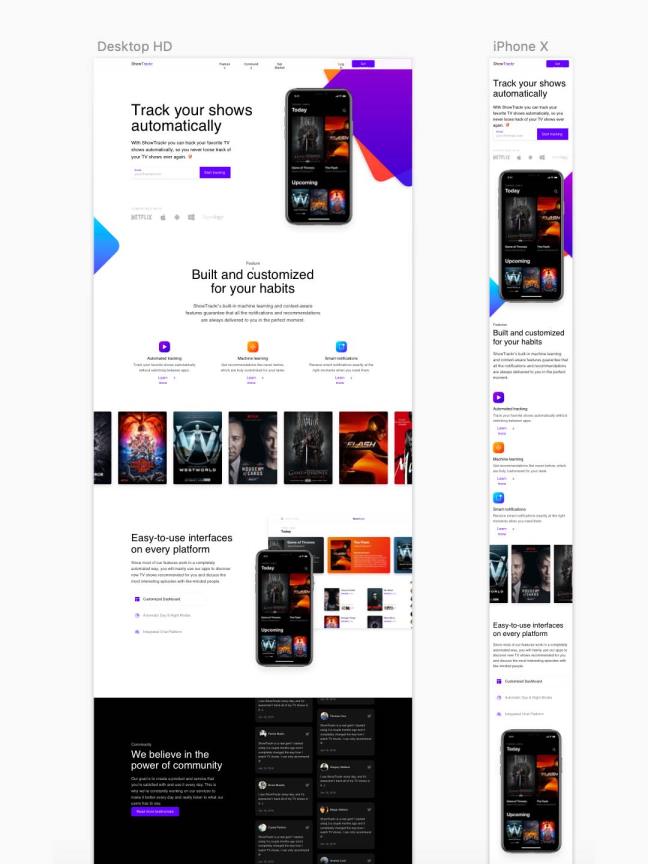 响应式设计网页素材，电视节目着陆页设计sketch源文件