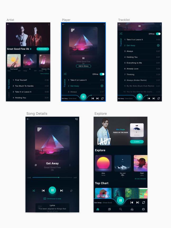 音乐播放器概念UI界面设计sketch源文件