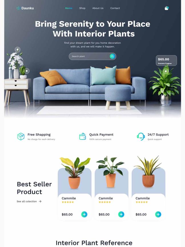 植物电商登陆页面，网站着陆页figma源文件