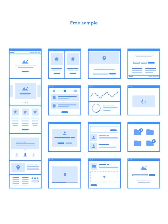 免费的流程图工具包和布局集合，包含 112 张 UX 卡片,低保真原型sketch源文件