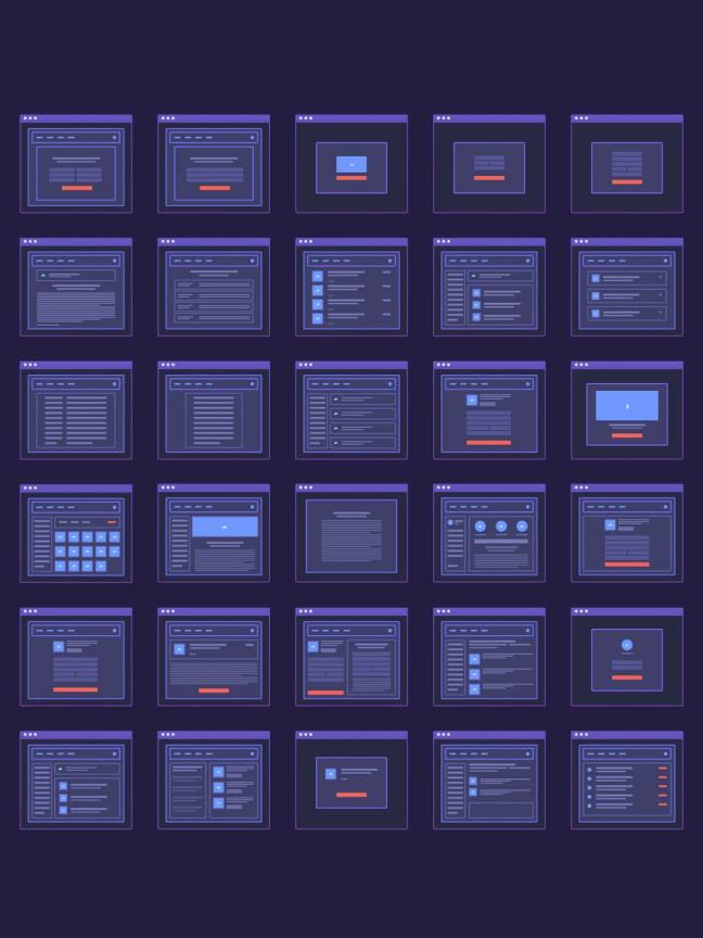 网站迷你线框图，低保真原型图sketch源文件