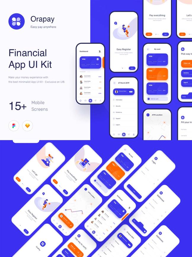 金融理财UI模板，金融理财UI素材下载，银行UI资源下载sketch，figma源文件下载