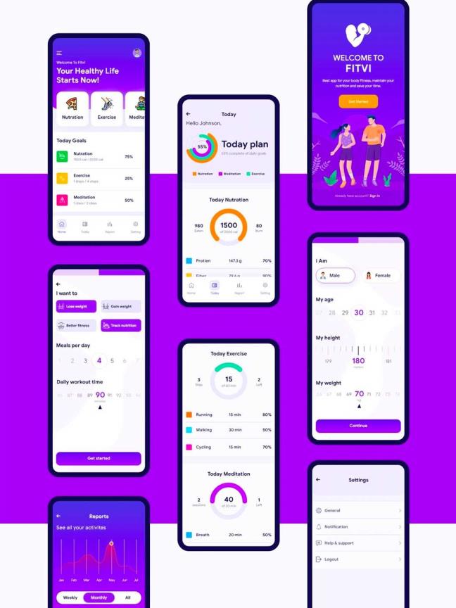 国外健身APP UI源文件下载，健身应用xd源文件下载