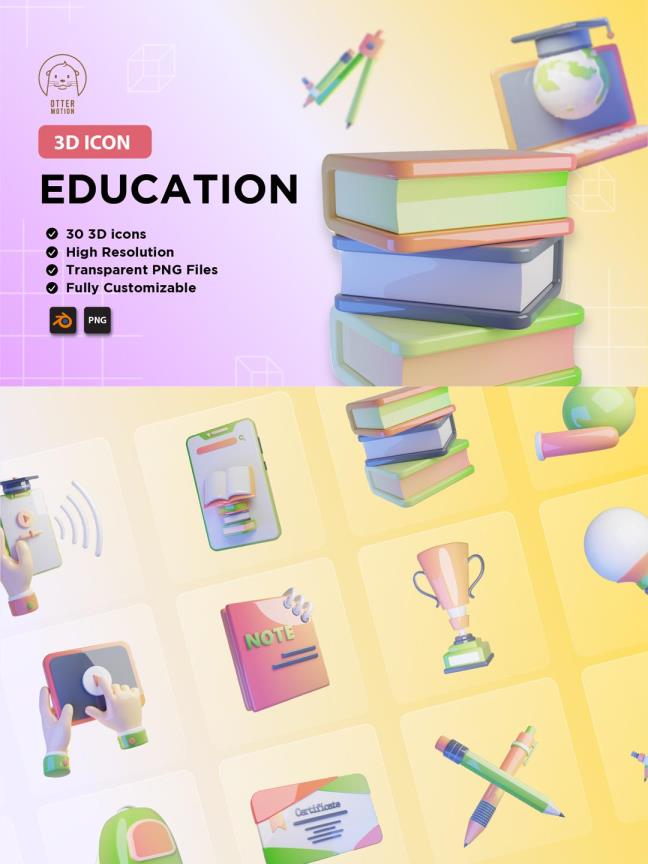 3D图标 | 教育类图标免抠素材分享