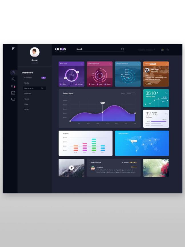 深色系仪表盘，后台管理，B端设计psd源文件