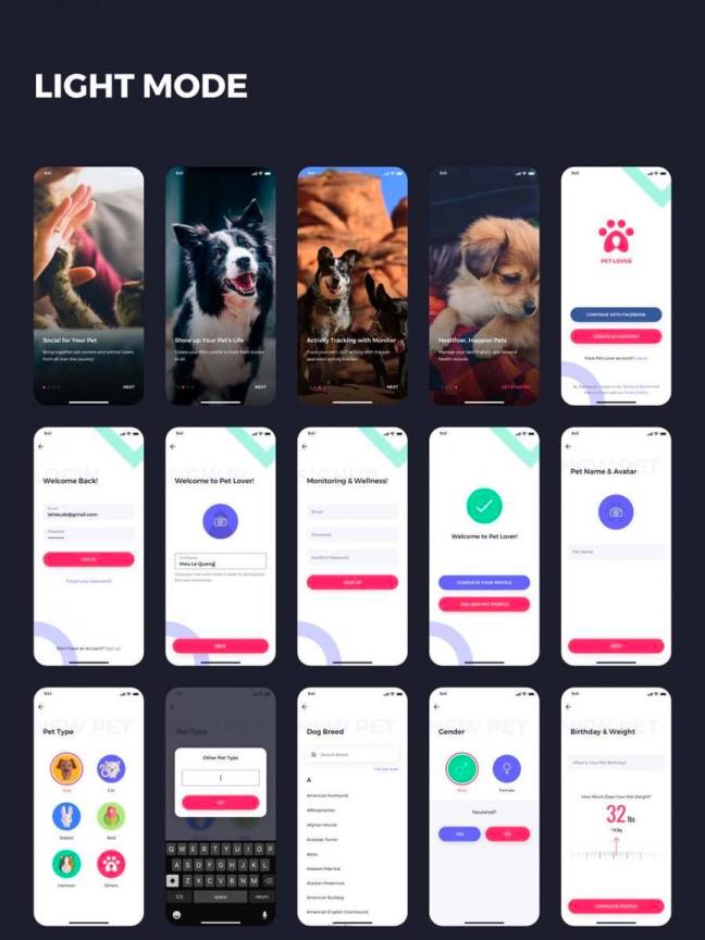 86页宠物类appUI源文件,XD,Sketch格式文件