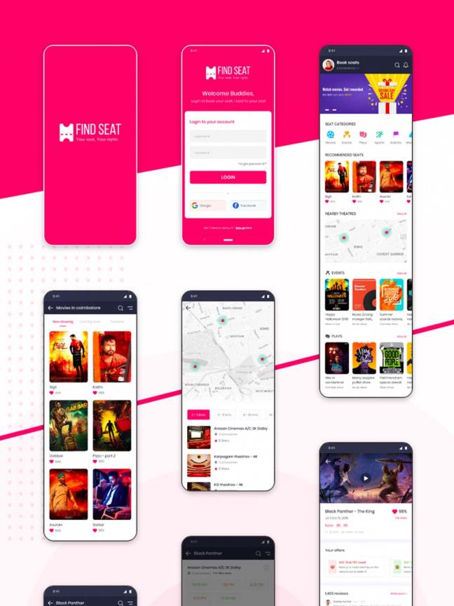 成套电影、演出票务app ui .xd素材下载,UI源文件下载