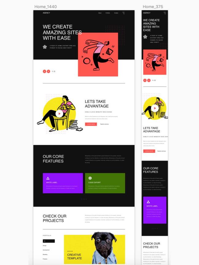 设计师作品展示网站模板源文件，作品集网站UI源文件，xd、sketch、figma源文件