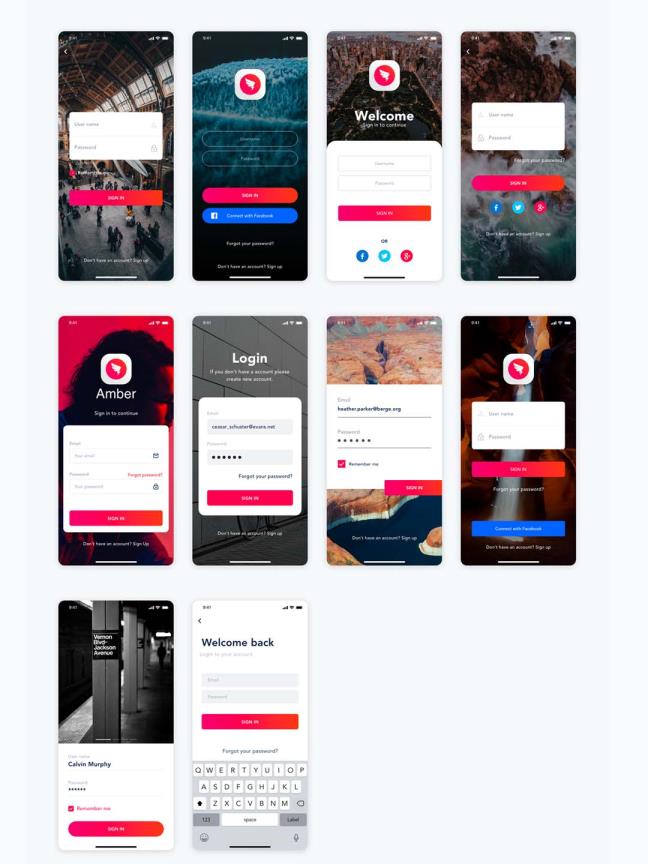 各种登录注册页UI KIT模板，ui资源分享，sketch,xd源文件