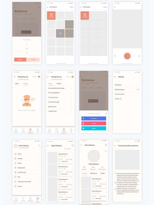50+页超完整美食app/外卖APP/生鲜APP/旅游APP UI源文件下载，UI素材下载