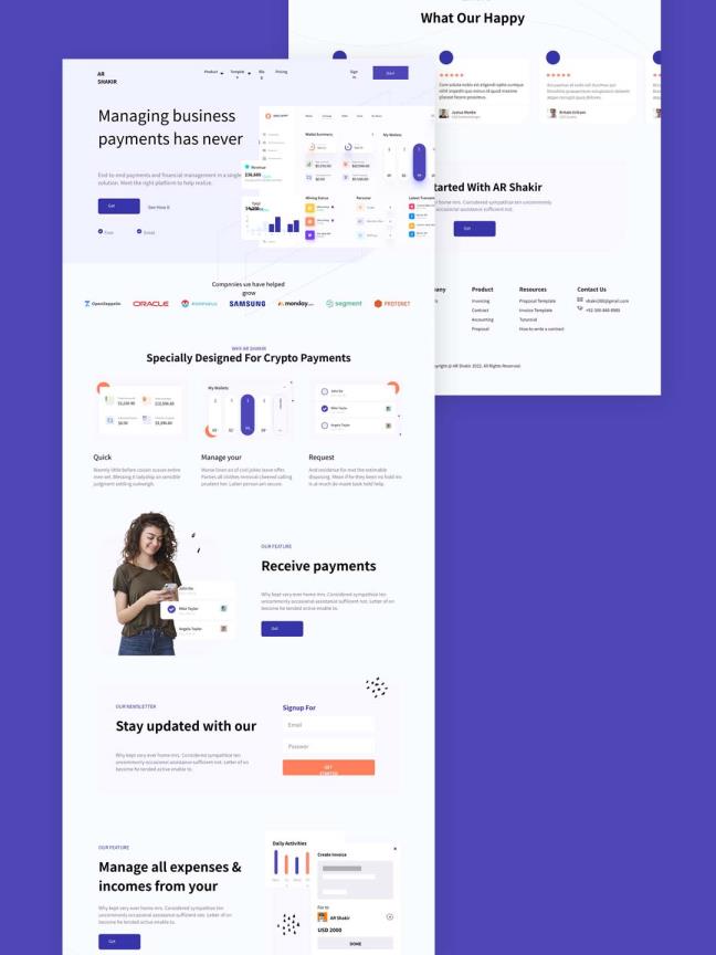 saas产品着陆页，互联网企业，设计公司着陆页UI源文件xd,figma源文件下载