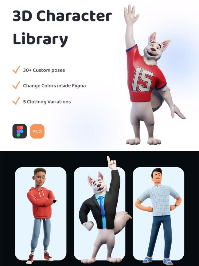 3D动物IP形象 | 3D免抠UI素材 | 3D设计素材