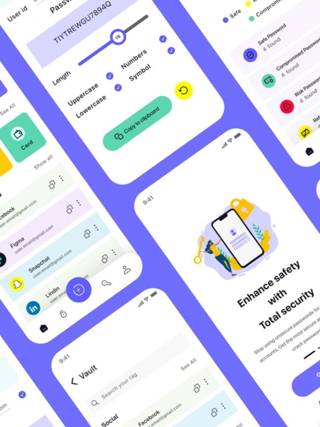 一套轻量换的密码管理APP UI资源素材figma源文件下载