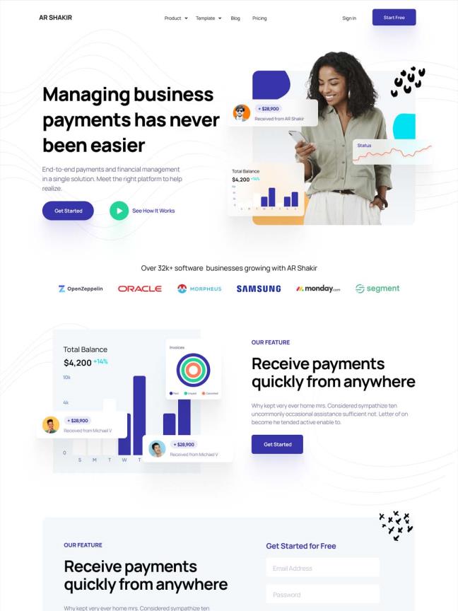 saas产品B端服务着陆页，互联网企业，设计公司着陆页UI源文件xd,figma,sketch源文件下载