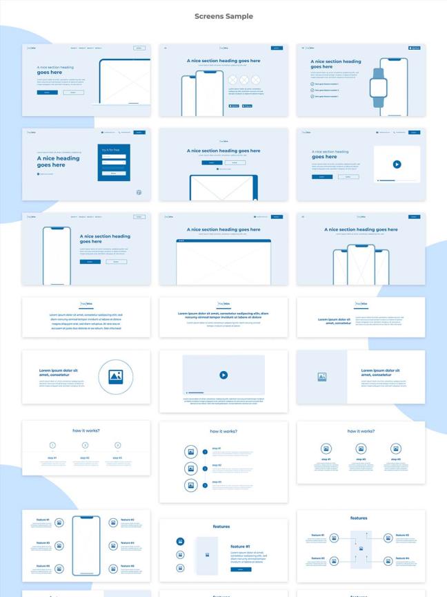 网页设计师必备，低保真原型图源文件素材格式:xd,sketch,figma
