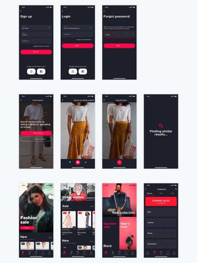 超酷深色主题成套电商app ui .fig素材下载,UI素材下载,UI资源分享