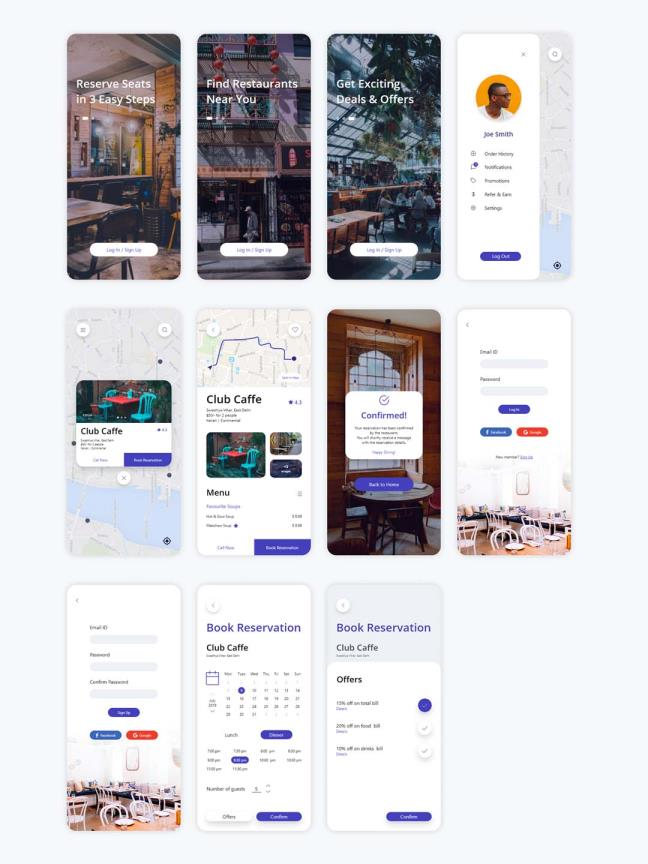 酒店app 地图搜索、预订页面ui Restro .xd素材下载