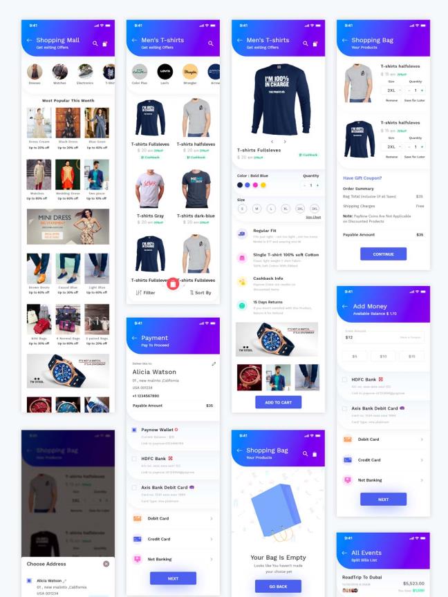 电商与支付类APP同风格两套UI完整模板xd源文件