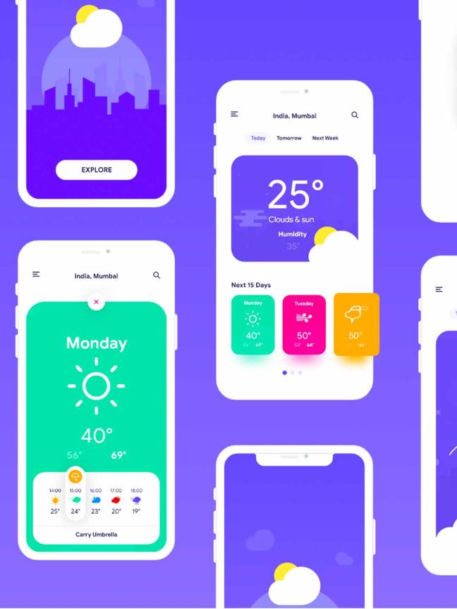 天气类APP UI源文件，XD源文件下载