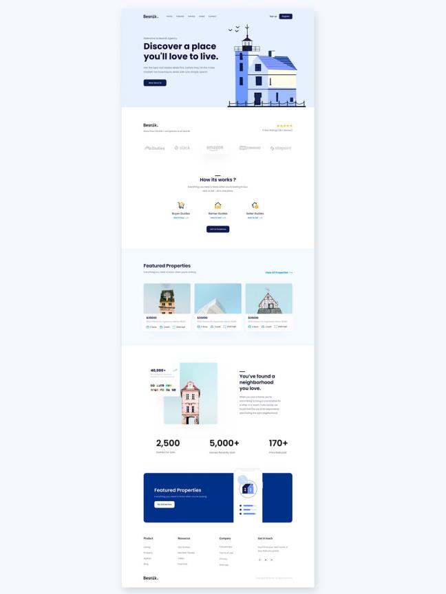 干净现代的房地产登录页面设计sketch,xd,figma源文件