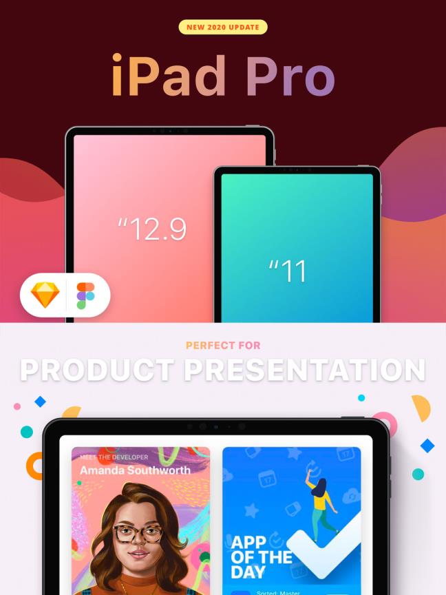 ipad pro免费样机mockup模板sketch、figma源文件下载