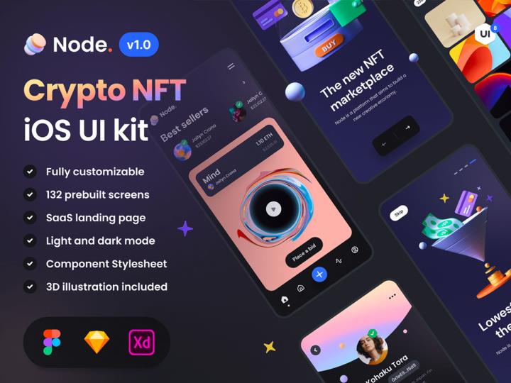 126页加密NFT市场APP UI设计figma,sketch,xd源文件