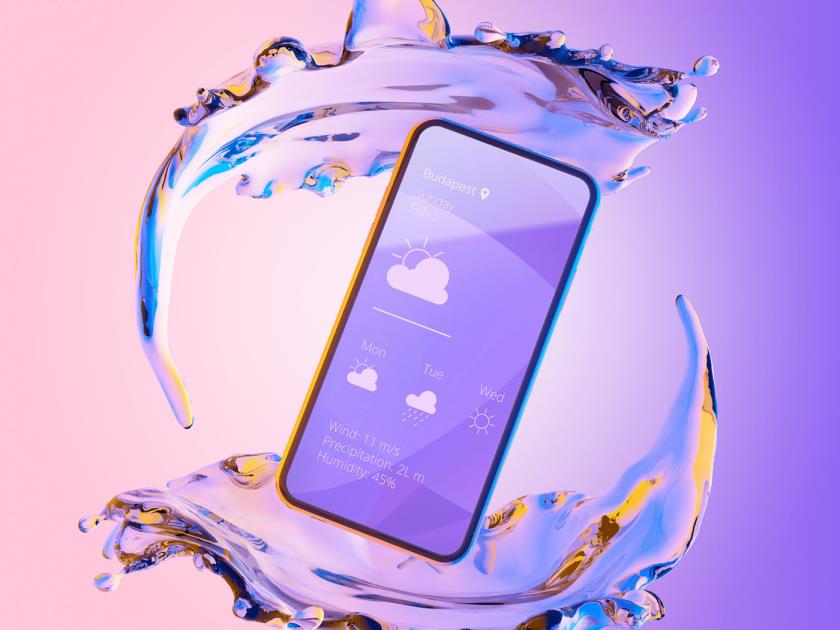 抽象水纹插画海报手机样机设计psd源文件