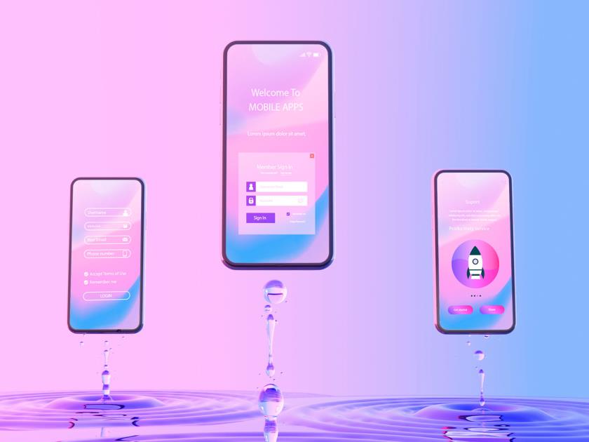 抽象水纹插画海报手机样机设计psd源文件2