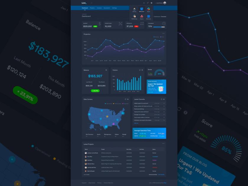 仪表板Web模板暗版sketch资源