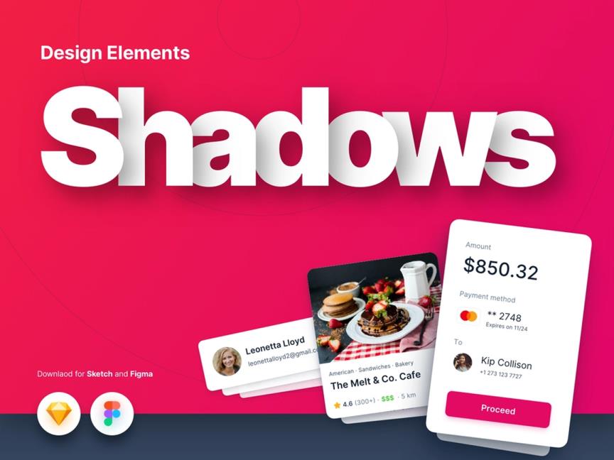 12种UI设计中的卡片阴影Figma、Sketch源文件