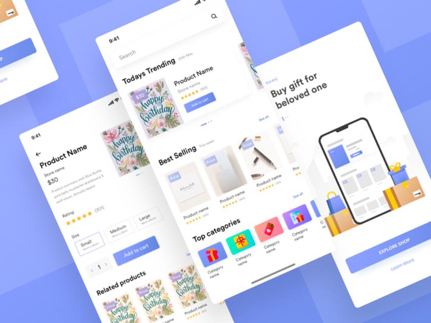 礼品店应用程序概念sketch资源