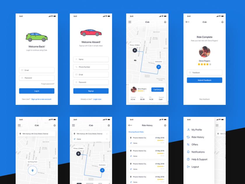 出租车，快车，滴滴预订应用程序sketch资源