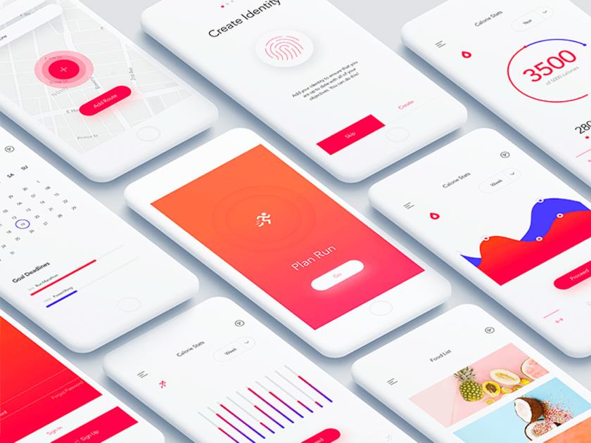 iOS健身应用程序仪表板sketch资源