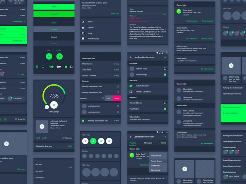 质感设计 Material Dark UI Kit Sketch资源