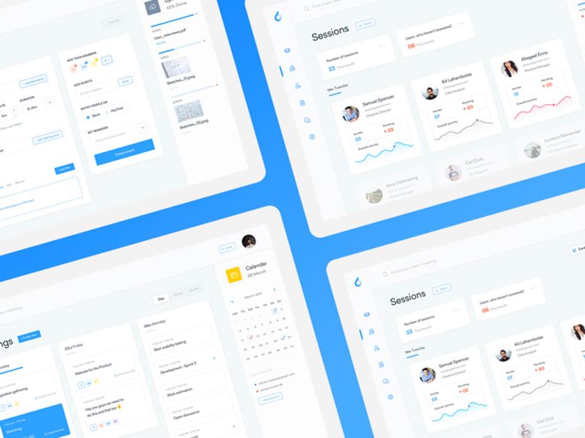 这个sketcch资源包括4仪表板:会议,董事会会议,创建事件和文件