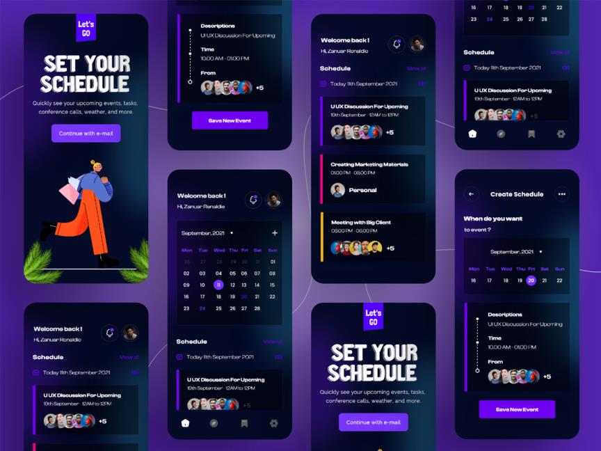 日程管理/任务协作APP设计Figma、xd源文件