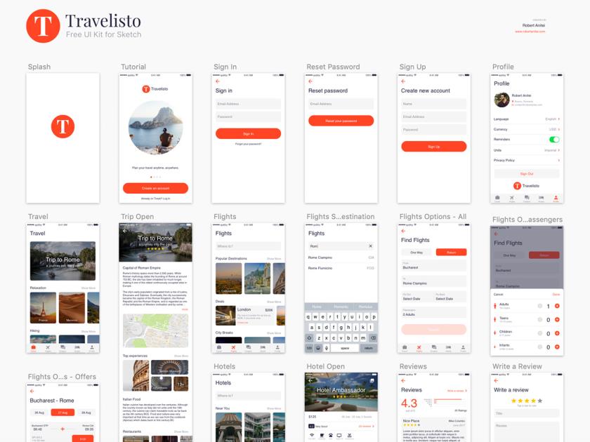 一整套漂亮的旅游服务app设计sketch源文件