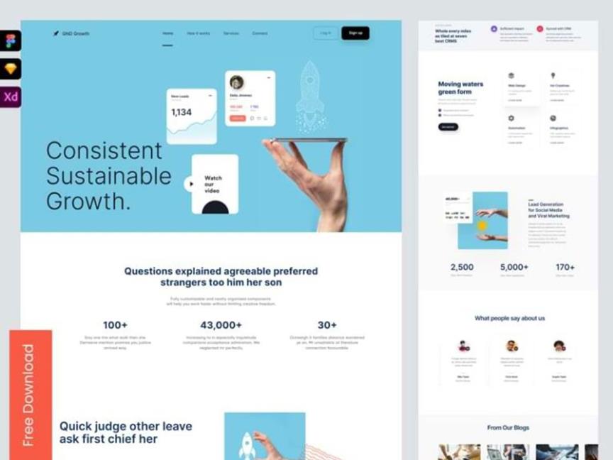 企业网站首页设计模板Figma、Sketch、XD源文件