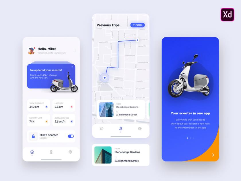电动车摩托租车系统app设计xd源文件免费分享
