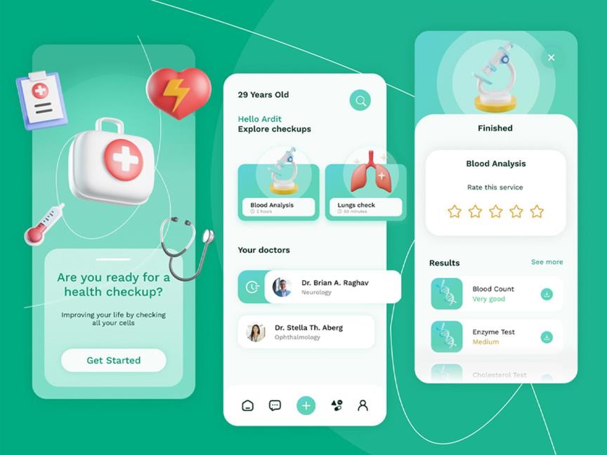 3页健康医疗APP/小程序UI界面设计XD源文件
