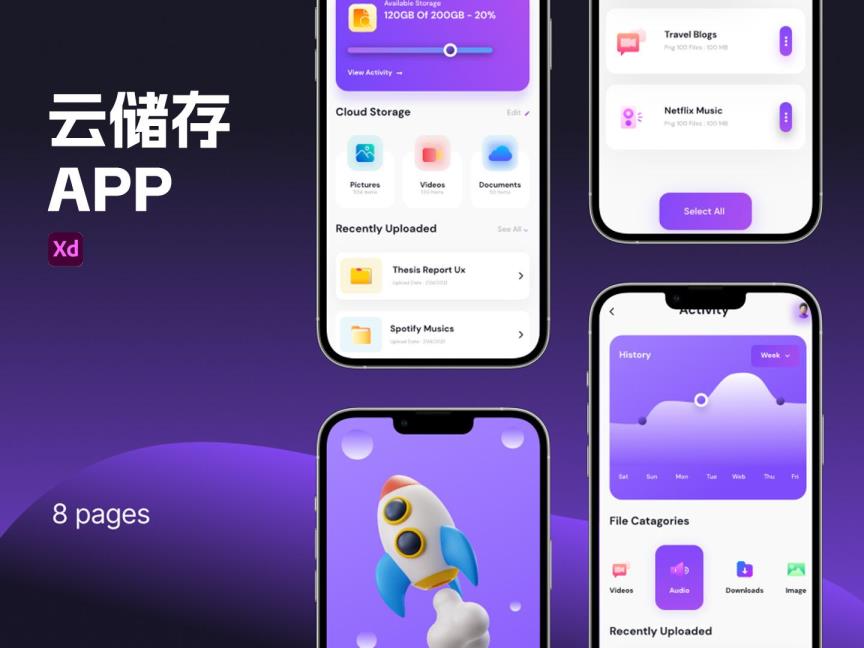 云储存APP设计 | 云盘UI界面设计XD源文件