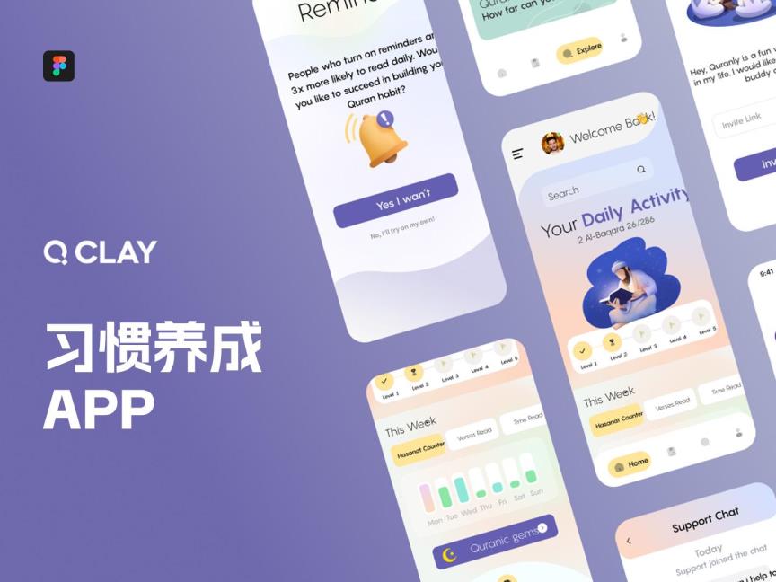 10页习惯养成APP/小程序UI界面设计Figma源文件
