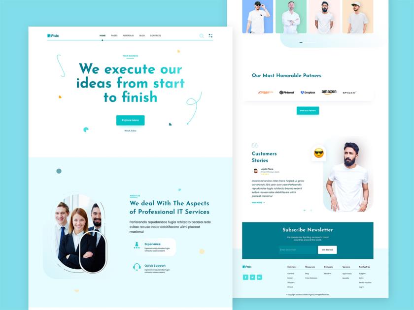 Pisix公司业务网站设计xd，figma源文件免费分享，点击下边视频按钮免费获取